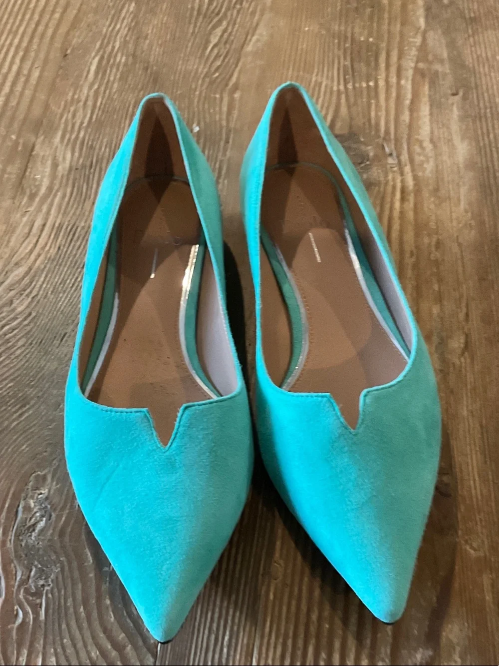 Linda Paolo Turquoise Suede presto pointed toe Flats